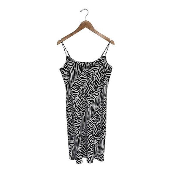 Banana Republic Slip Dress Women’s Size 4 US Zebra Print White Black Mini Length - Picture 1 of 10